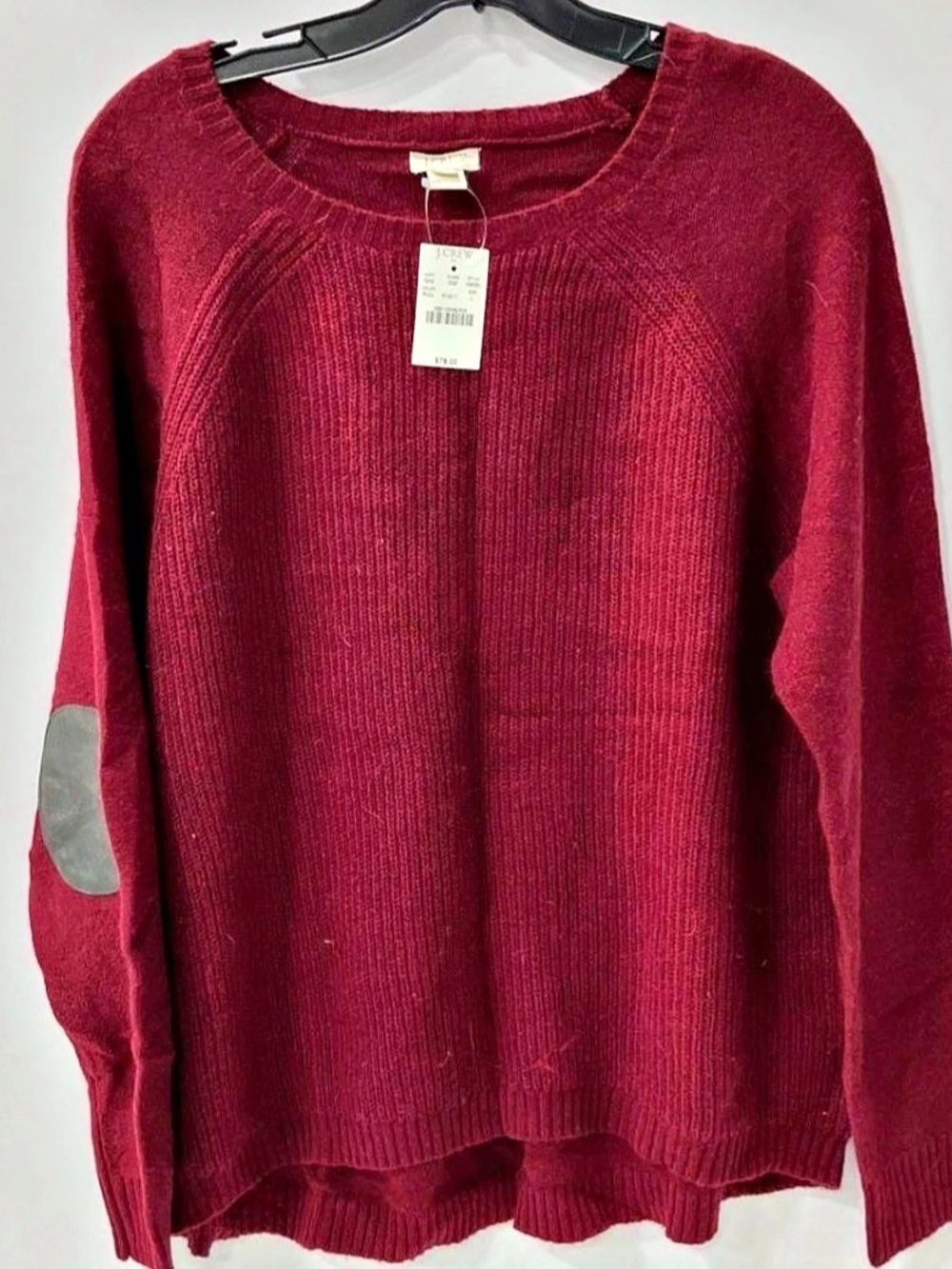 J.CREW Elbow Patch Sweater in Merino Wool Blend, Large